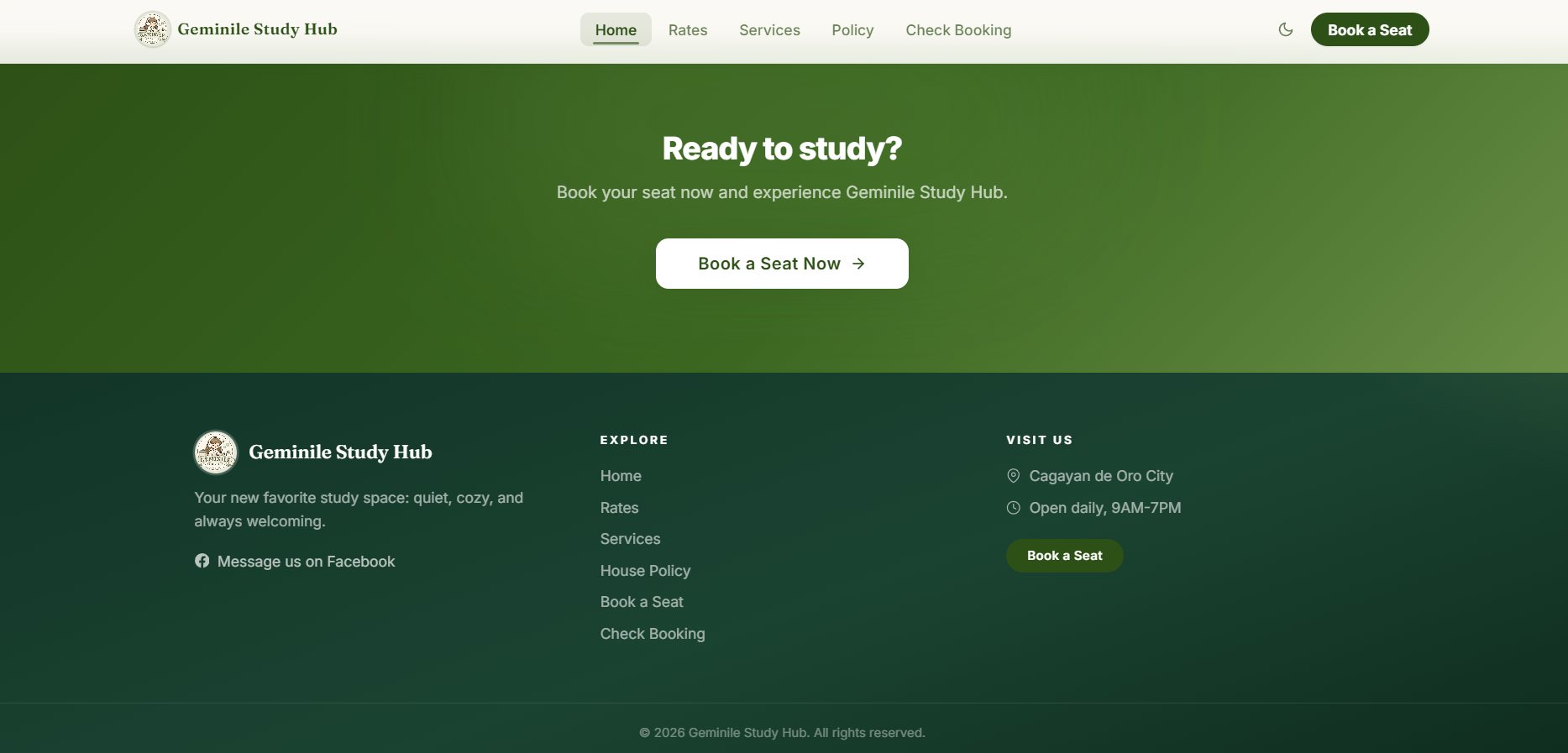Ready to study call-to-action band above the site footer
